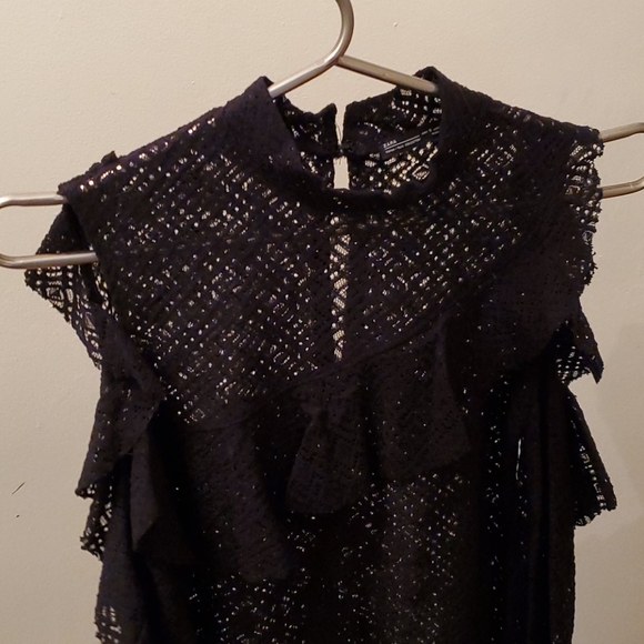 Black lace Zara blouse shirt top - Picture 2 of 10